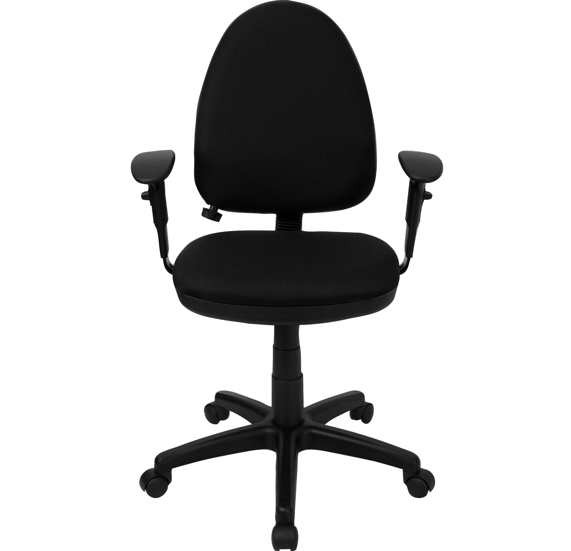 Emma + Oliver Mid-Back Black Fabric Adjustable Lumbar Swivel Ergonomic Task Office Chair, Arms