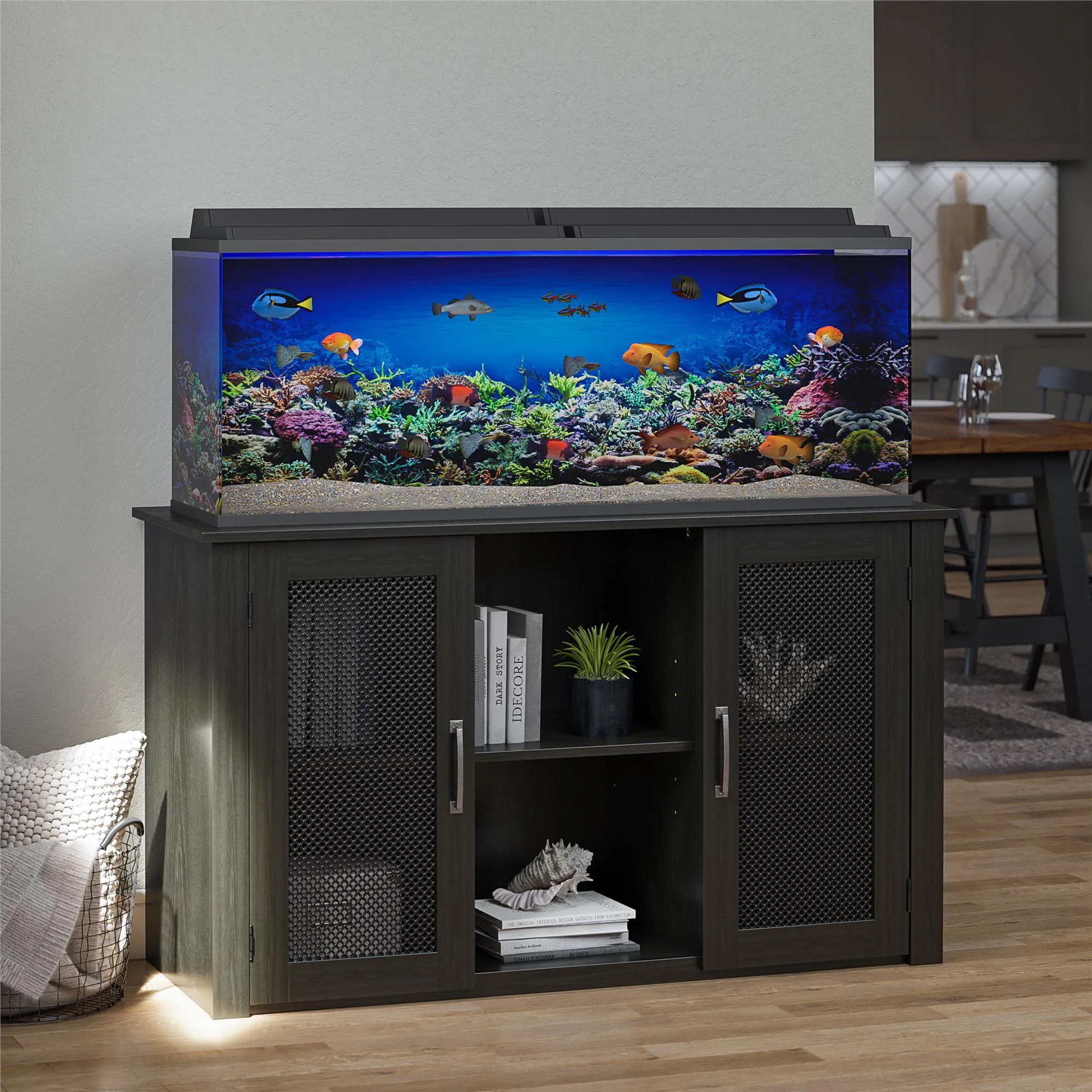 Woven Paths Wade 55 Gallon Aquarium or Terrarium Stand, Black Oak