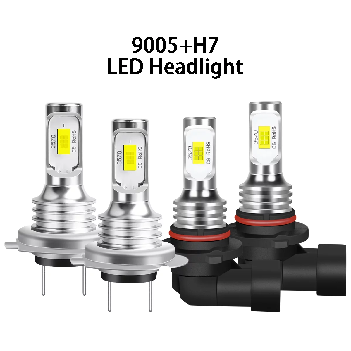 RXTSQI for Kia Forte 2017-2018 Combo Kit 9005 H7 LED Headlight Bulbs High Low Beam 4x White