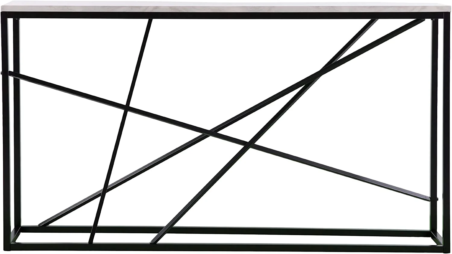 SEI Furniture Arendal Skinny, Console Table, White Faux Marble, Black