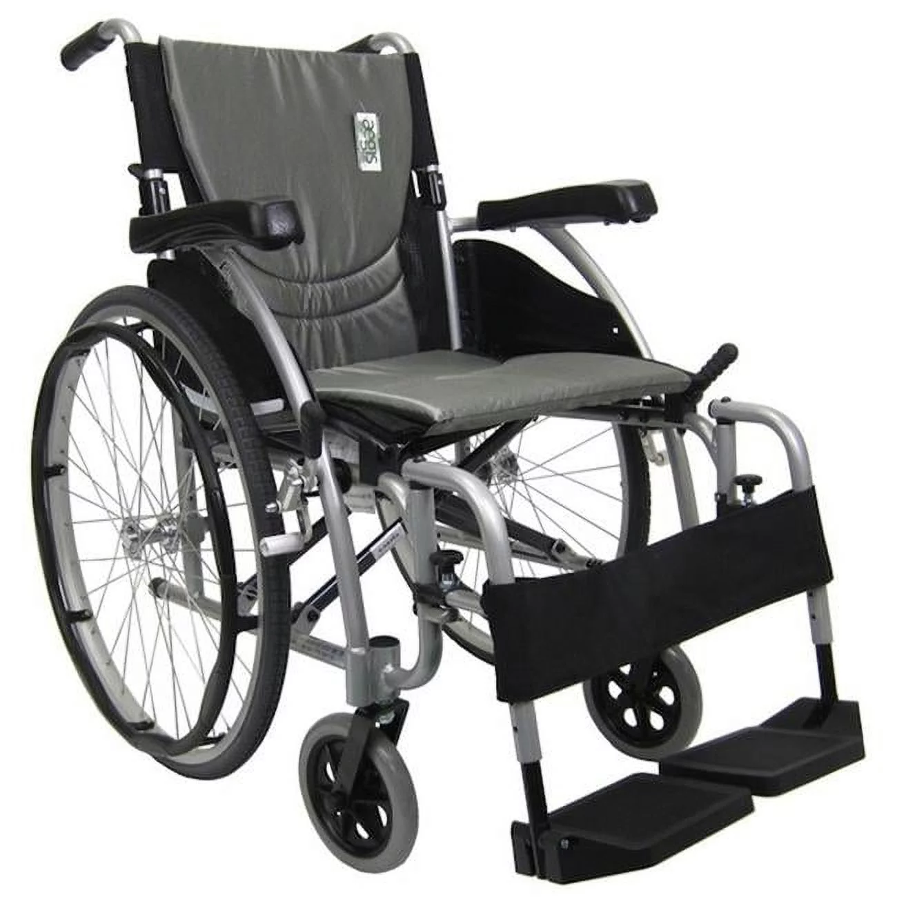 Karman Healthcare  S-Ergo 115 18 in. seat Ultra Lightweight Ergonomic Wheelchair with Swing Away Footrest and Quick Rrelease Wheels in Silver