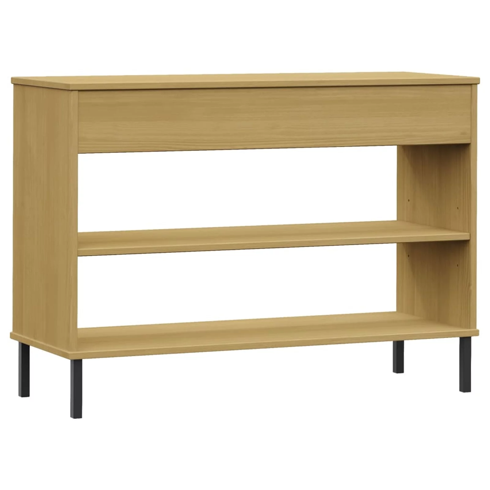 Andoer Console Cabinet with Metal Legs Brown Solid Wood Pine OSLO