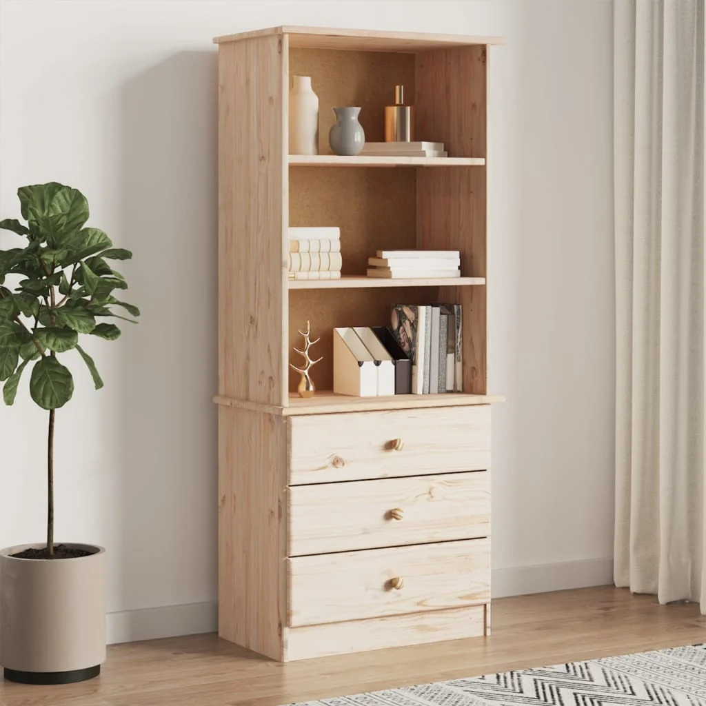 Andoer parcel,Bookcase With Drawers Wood Pine Alta 23.6