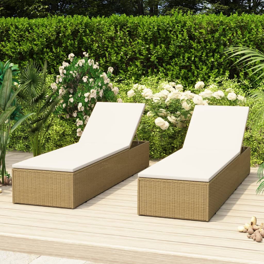 Htovila Sunlounger Poly Rattan Brown and White