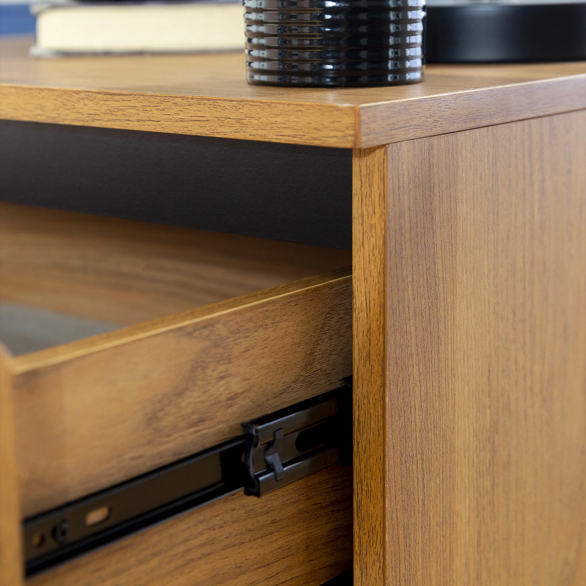 Walker Edison Industrial 2-Drawer Nightstand, Set of 2, English Oak