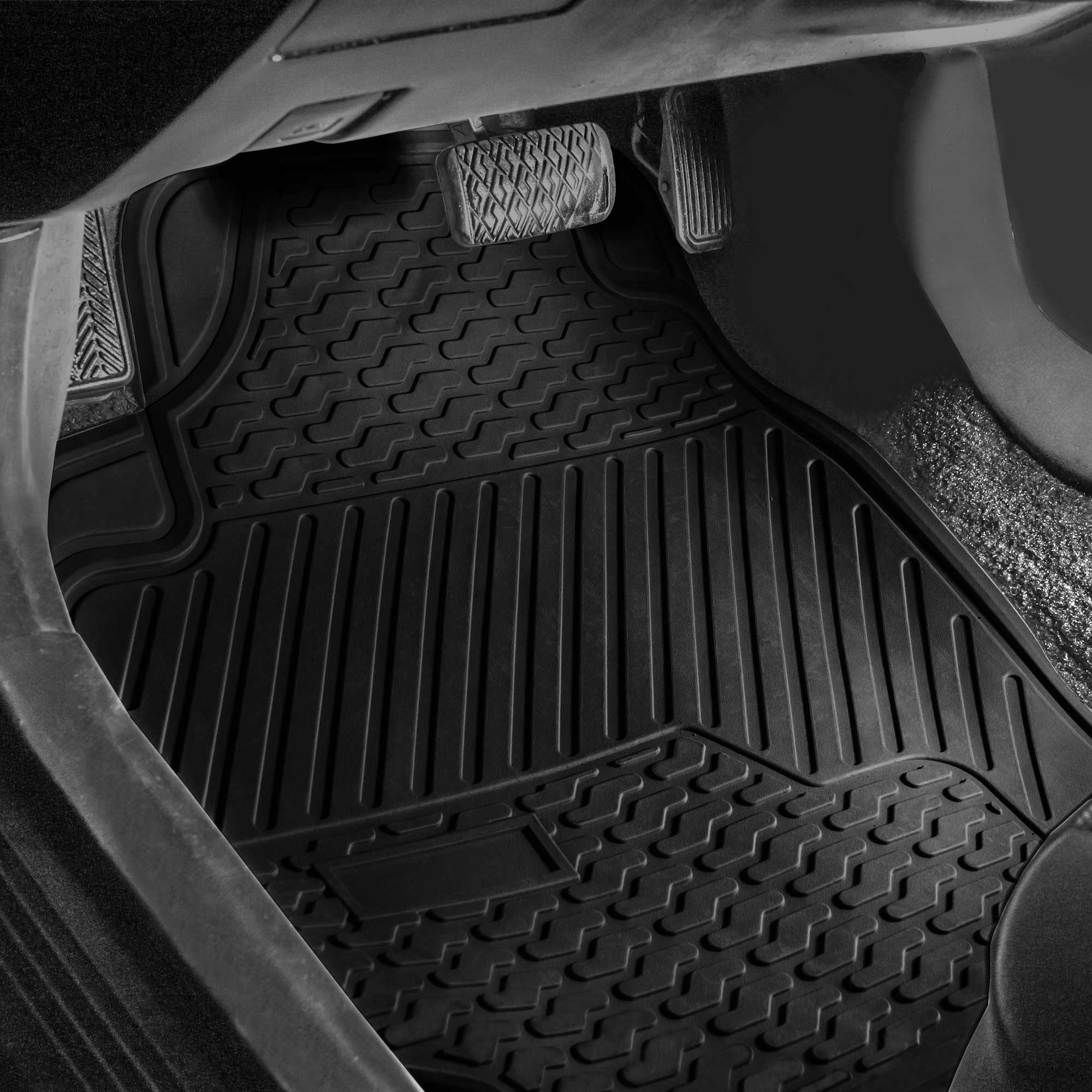 FH Group 3 Piece Heavy Duty Rubber  Floor Mats For Auto Sedan SUV Van, Full Set