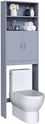 WTYNKAE Over The Toilet   Taller Bathroom Organizer Space-Saving  Cabinet with Adjustable Shelves and Double Doors  77 in H  Espresso