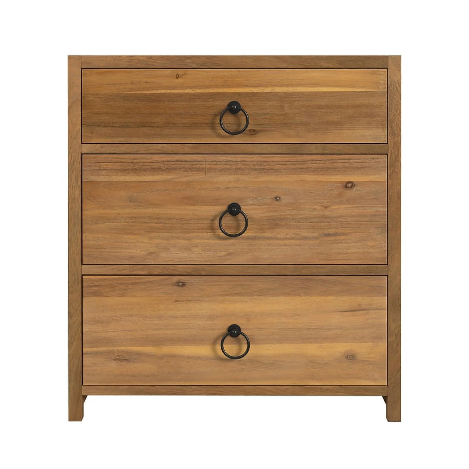 Home Square 3 Drawer Wood Nightstand in Natural Finish - Set of 2