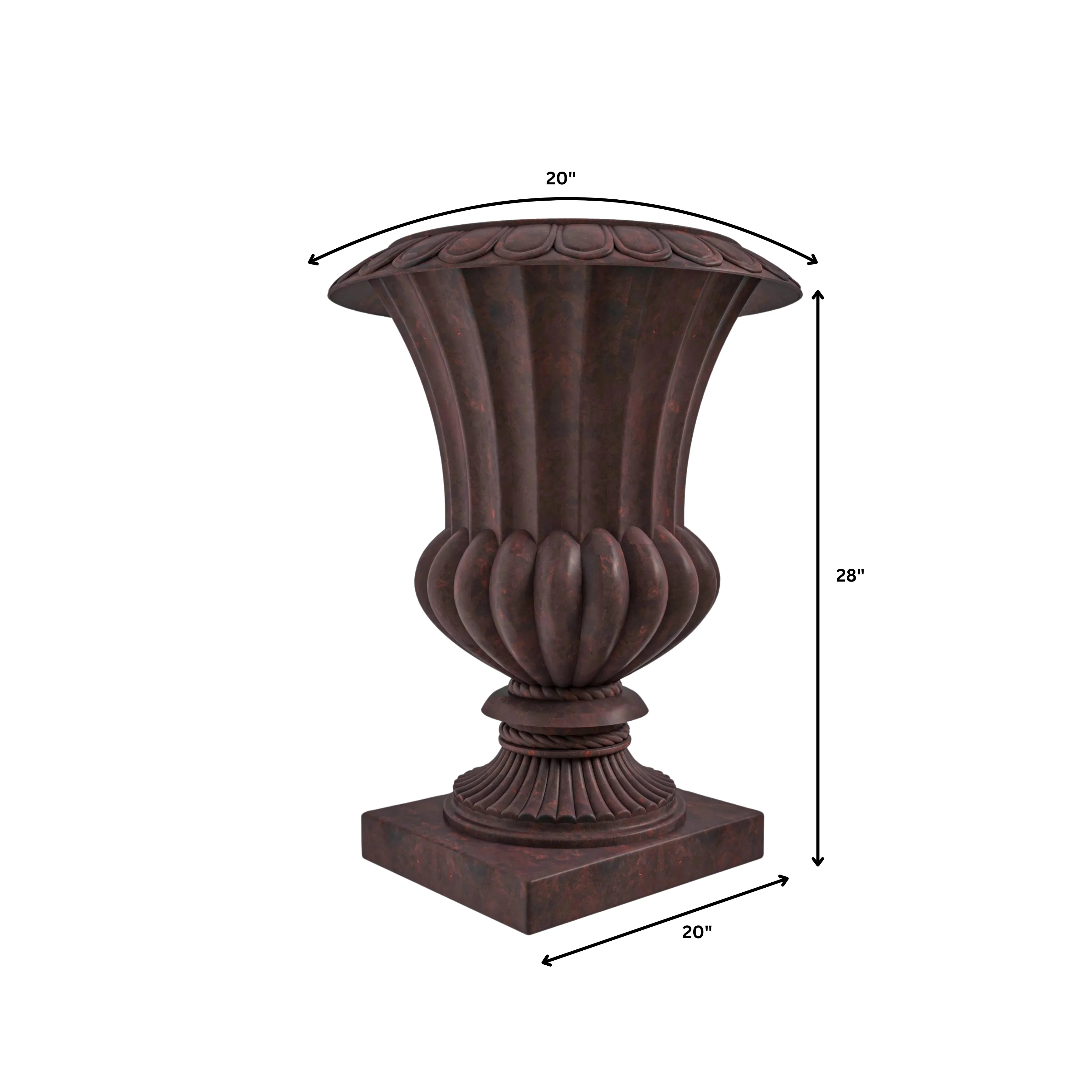 LeisureMod Lotus Modern Urn Planter in Fiberglass and Clay Brown