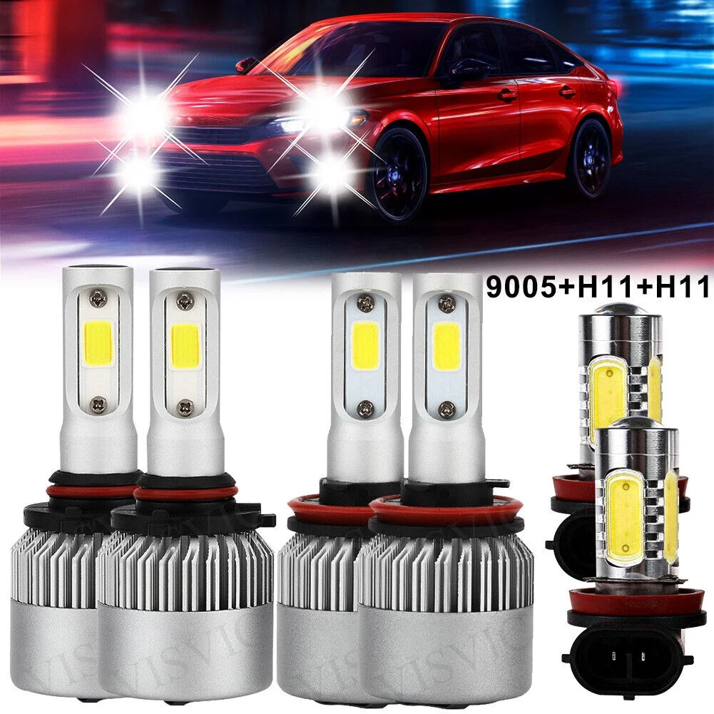 For Toyota Camry 2007-2014 - 6000K LED Headlight + Fog Light Combo Bulbs Kit 6xl