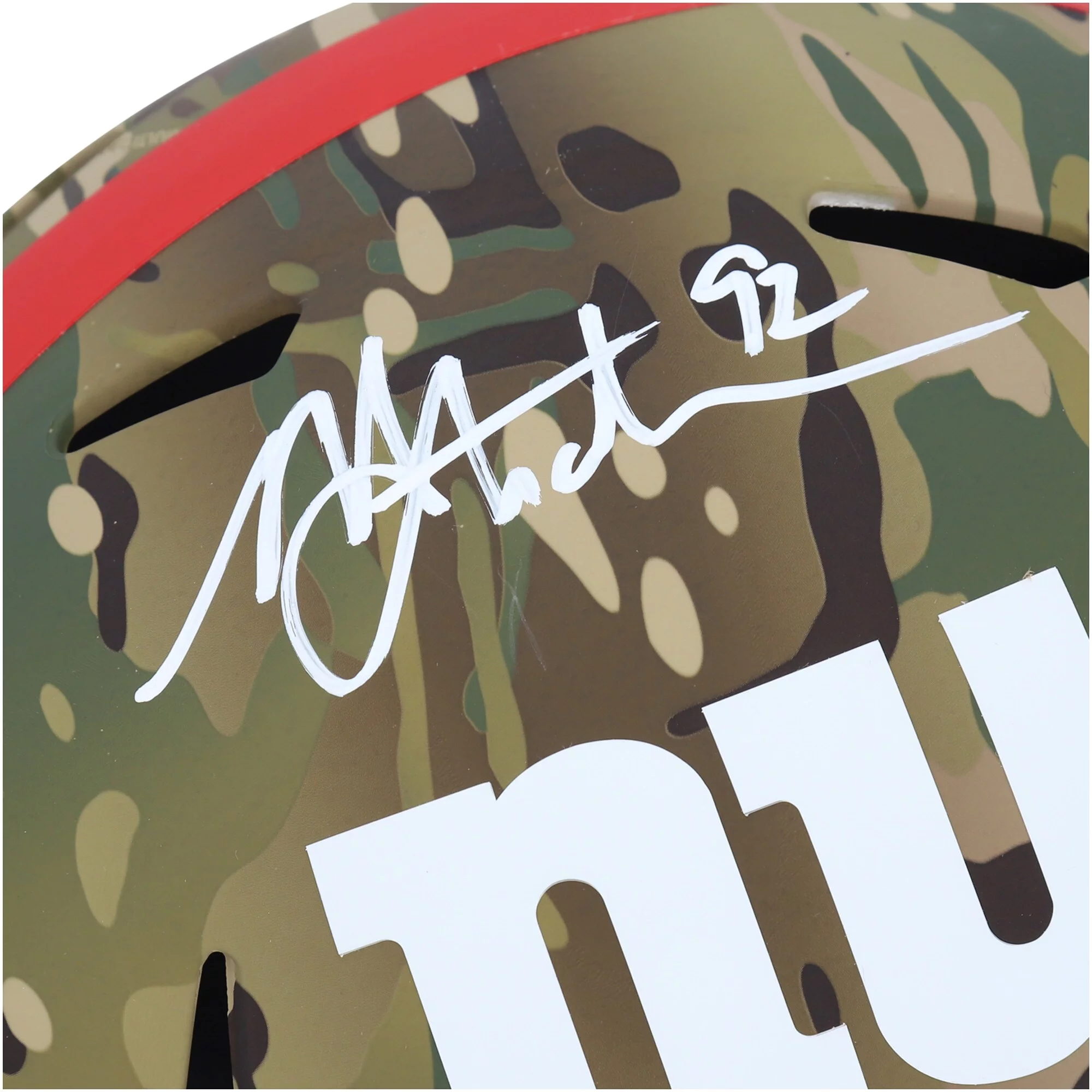 Michael Strahan New York Giants Autographed Riddell Camo Alternate Speed Replica Helmet - Fanatics Authentic Certified