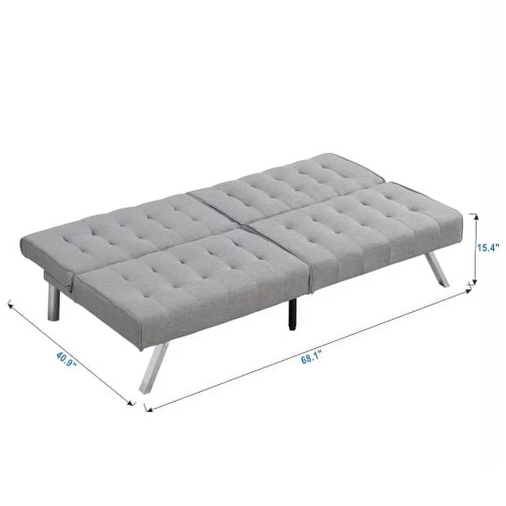 DremFaryoyo WOOD FRAME  STAINLESS LEG  FUTON  SOFA BED GREY