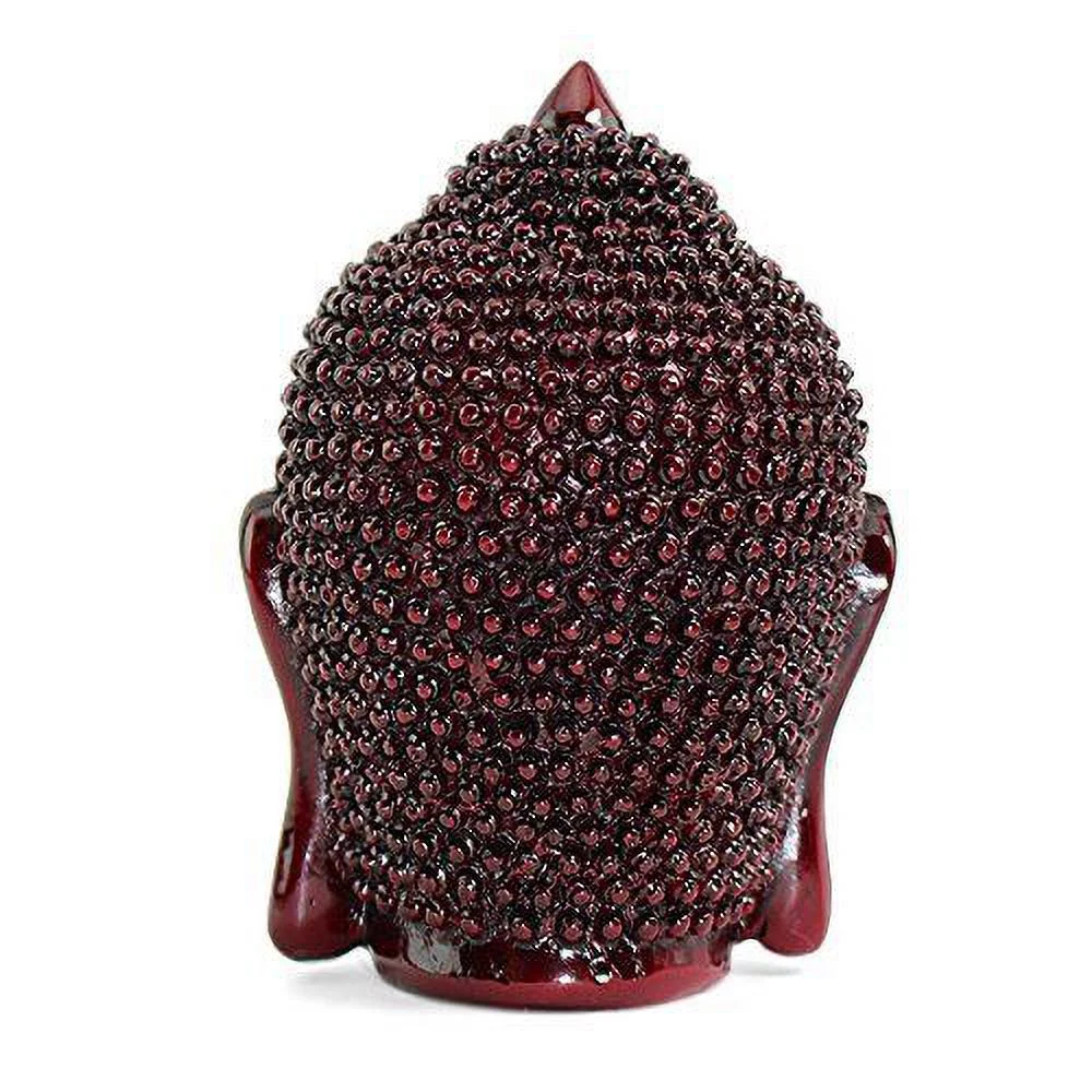 Smiling Meditating Red Buddha Shakyamuni Head Statue 5