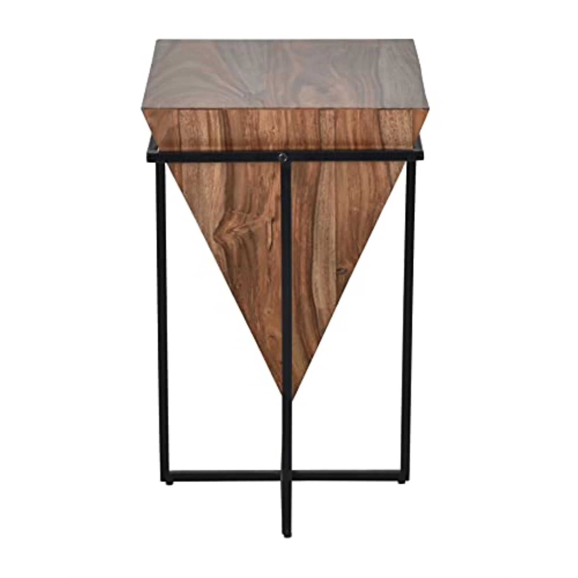 58119 Coast to Coast Accent Table Brownstone Nut Brown & Black, Transitional - Square, Made in INDIA