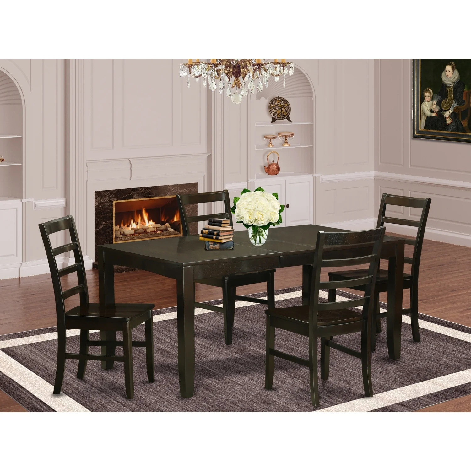 HomeStock Lakefront Luxury Room Set-HomeStock Table With Leaf And HomeStock Chairs