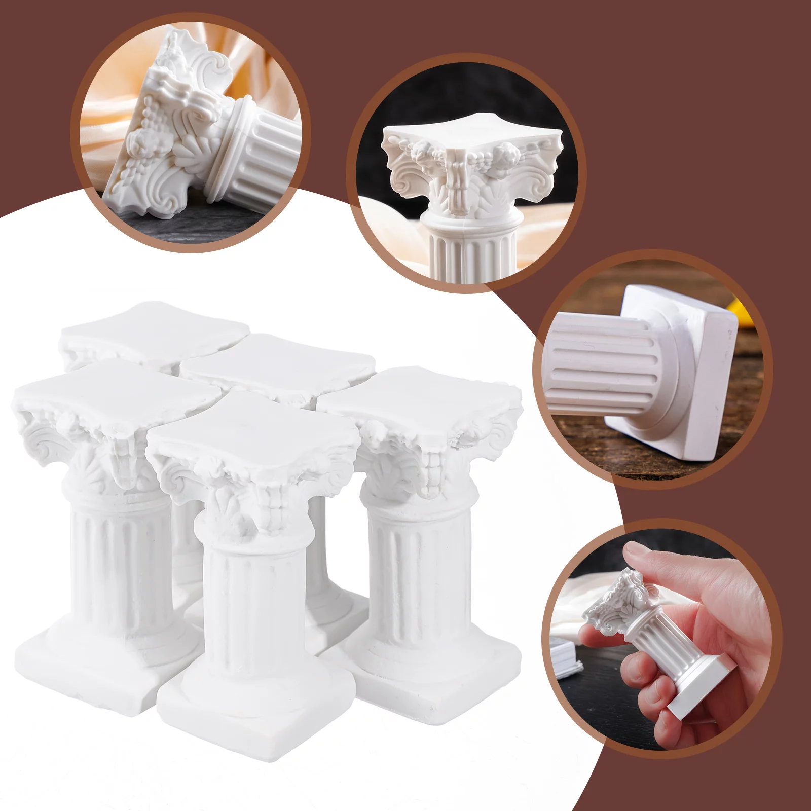 Guichaokj 5Pcs Roman Pillar Statues Resin Pedestal Stand Roman Pillar Greek Column Statues
