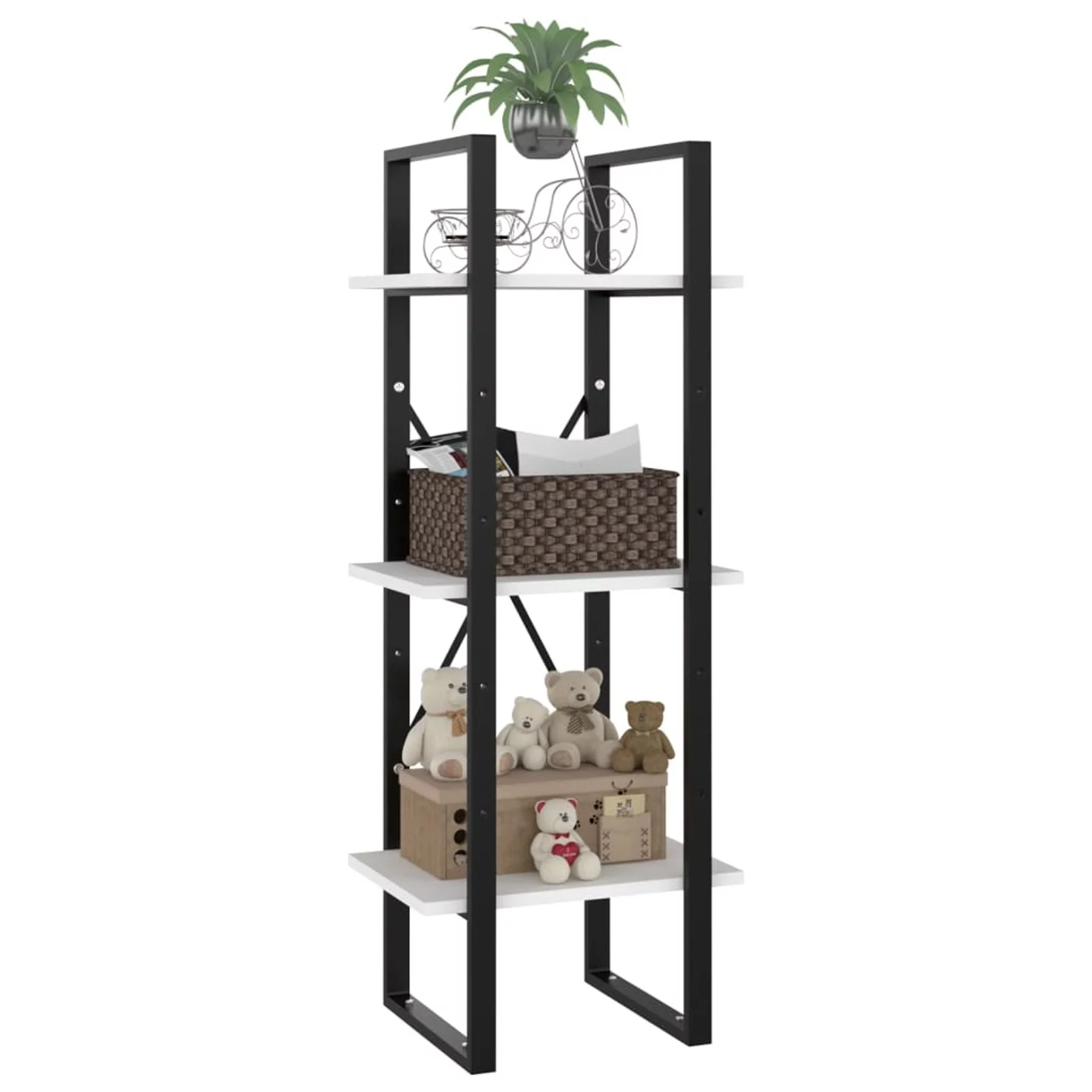 Aibecy 3-Tier Book Cabinet White 15.7