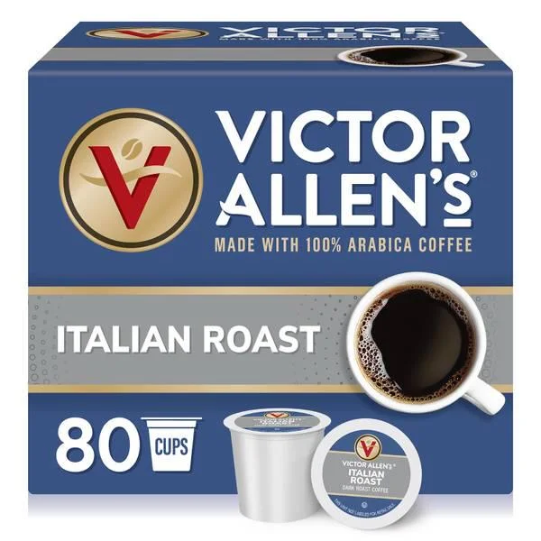 Victor Allen's Coffee 80-Count Italian Roast Dark Roast, Single Serve Coffee Pods