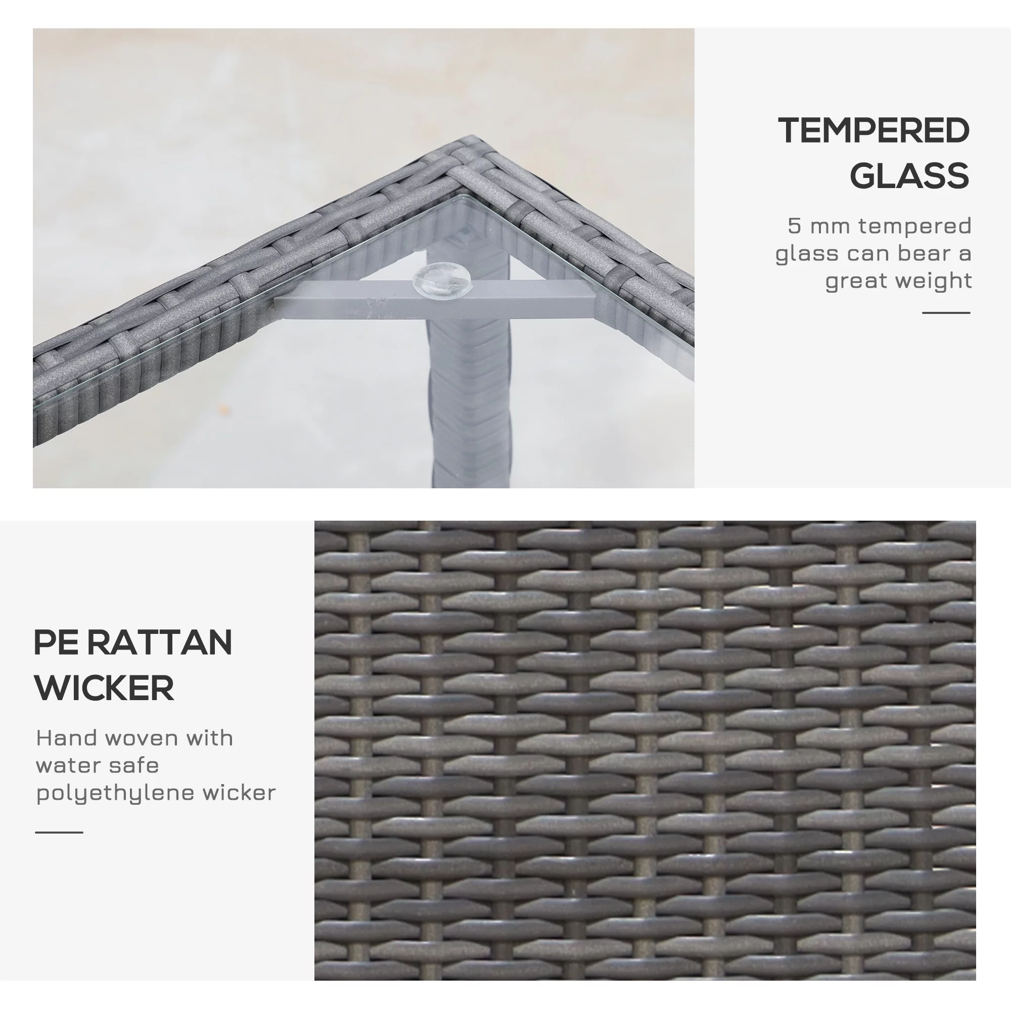 Outsunny 3pc Patio Furniture Set, Cushioned Wicker Chairs & Table, Green