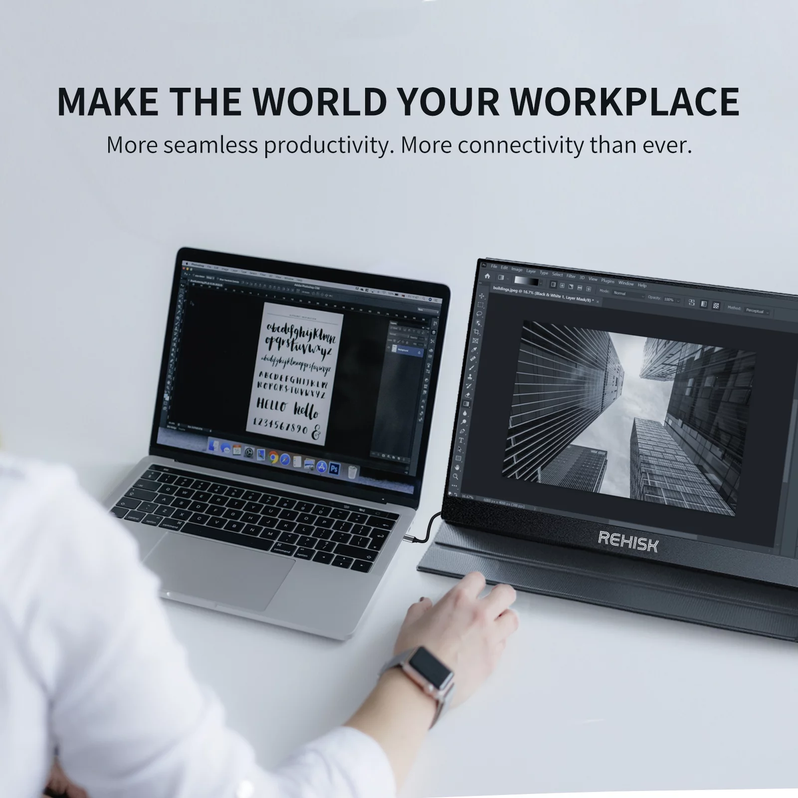 REHISK 15.6 inch IPS Portable Monitor FHD 1080P Laptop Monitor 100% SRGB with HDMI USB C Gaming Monitor