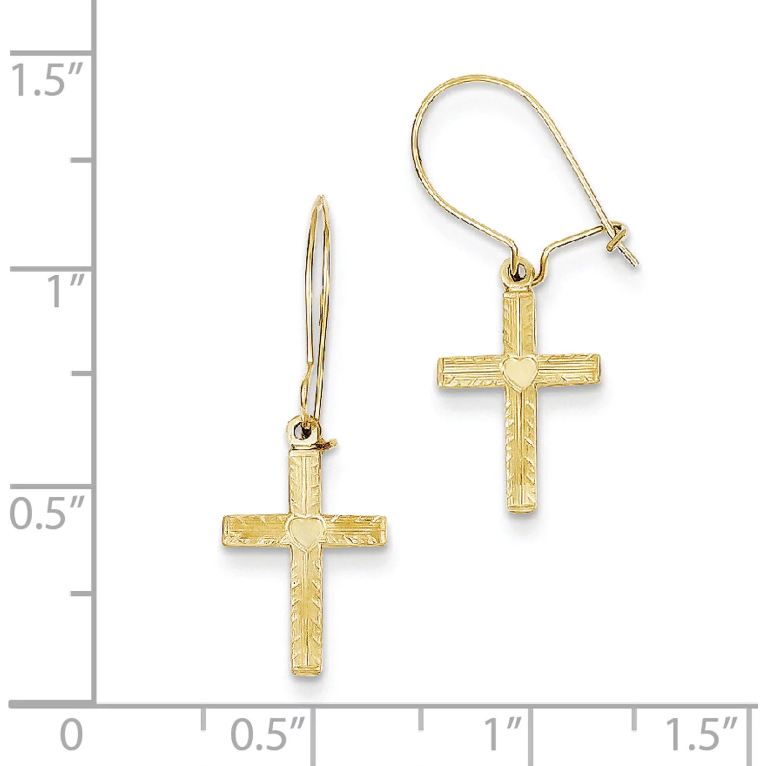 Primal Gold 14 Karat Yellow Gold Polished and Satin Cross Earrings