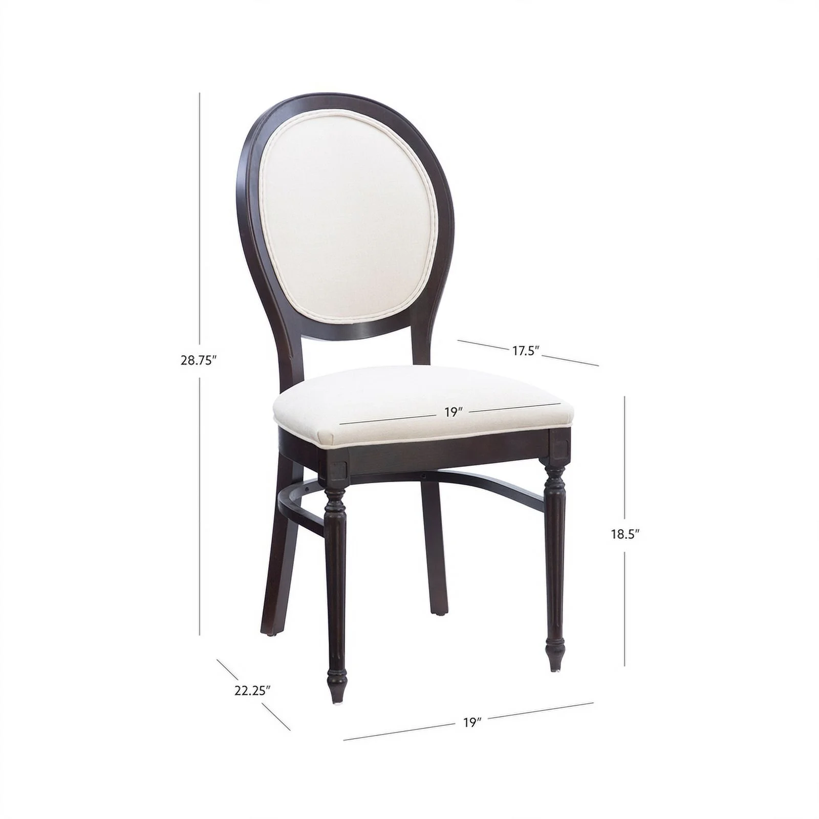 Pemberly Row Beechwood Set of 2 Padded Back and Seat Side Chairs in Dark Brown