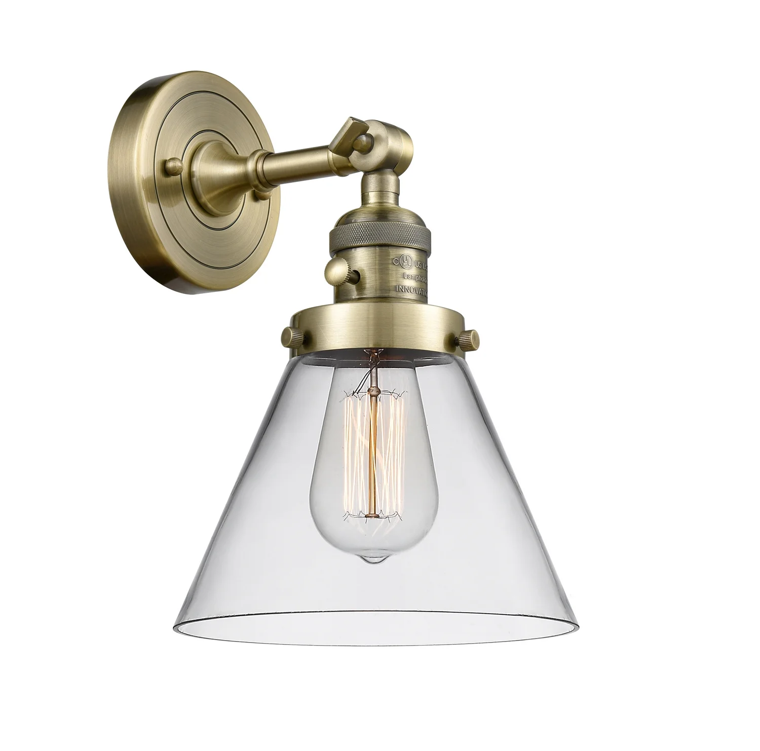 Innovations 203SW-AB-G42-LED Transitional One Light Wall Sconce from Franklin Restoration collection in Brass - Antique finish,