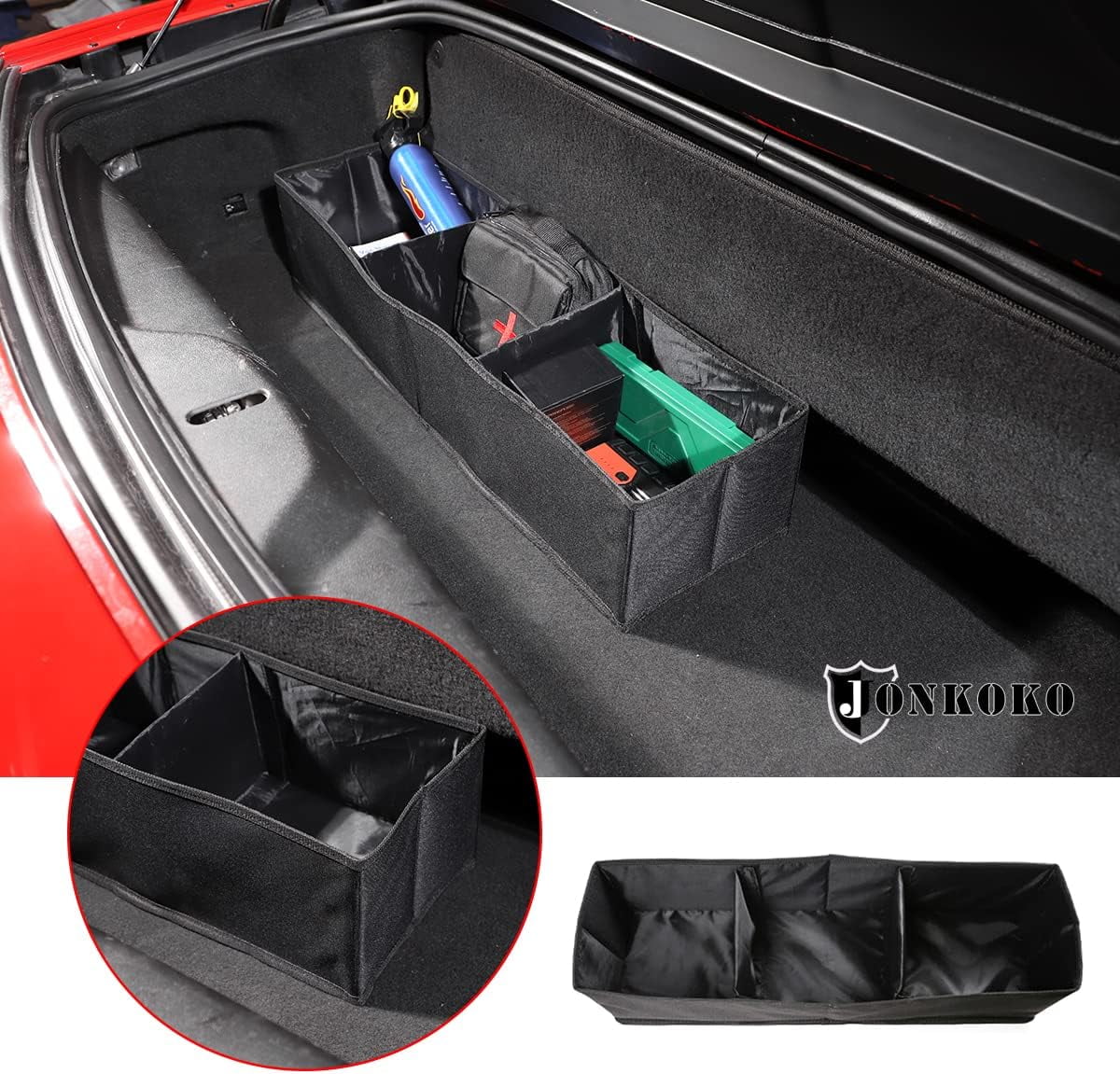 TINKI  Car Trunk Organizer Fit For Chevrolet Corvette C7 2014-2019 Storage Organizer Multi-Compartment Oxford Cloth Durable Collasible Portable Space Saving