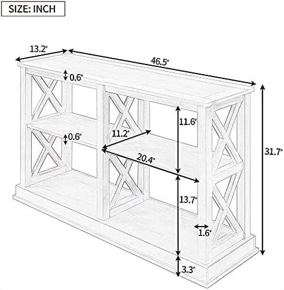 JDZHAPPYLIFE Hall Table Narrow Console Table  Slim Sofa Table with Three  Drawers and Bottom  (Ivory White)