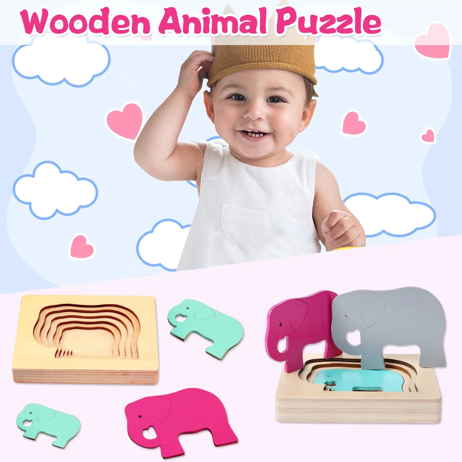 BOLUOYI Toys for Kids Ages 3-5 Clothes 4Th of July Indoor Wooden Puzzles Puzzles for Toddlers Kids Educational Puzzle Toys Set