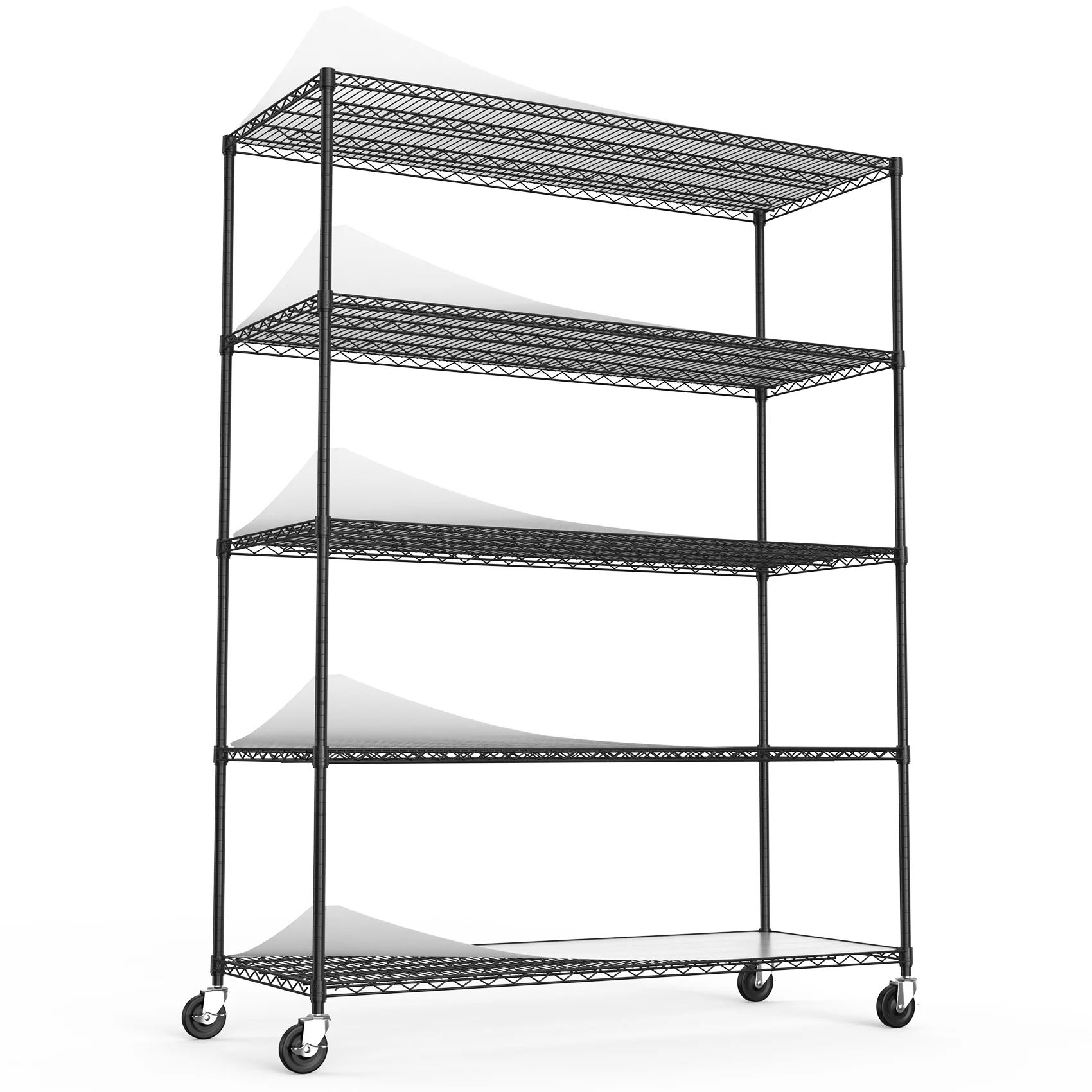 5 Tier 7500lbs Heavy Duty Adjustable Storage Rack Metal Shelf Wire Shelving Unit with Wheels & Shelf Liners - 82