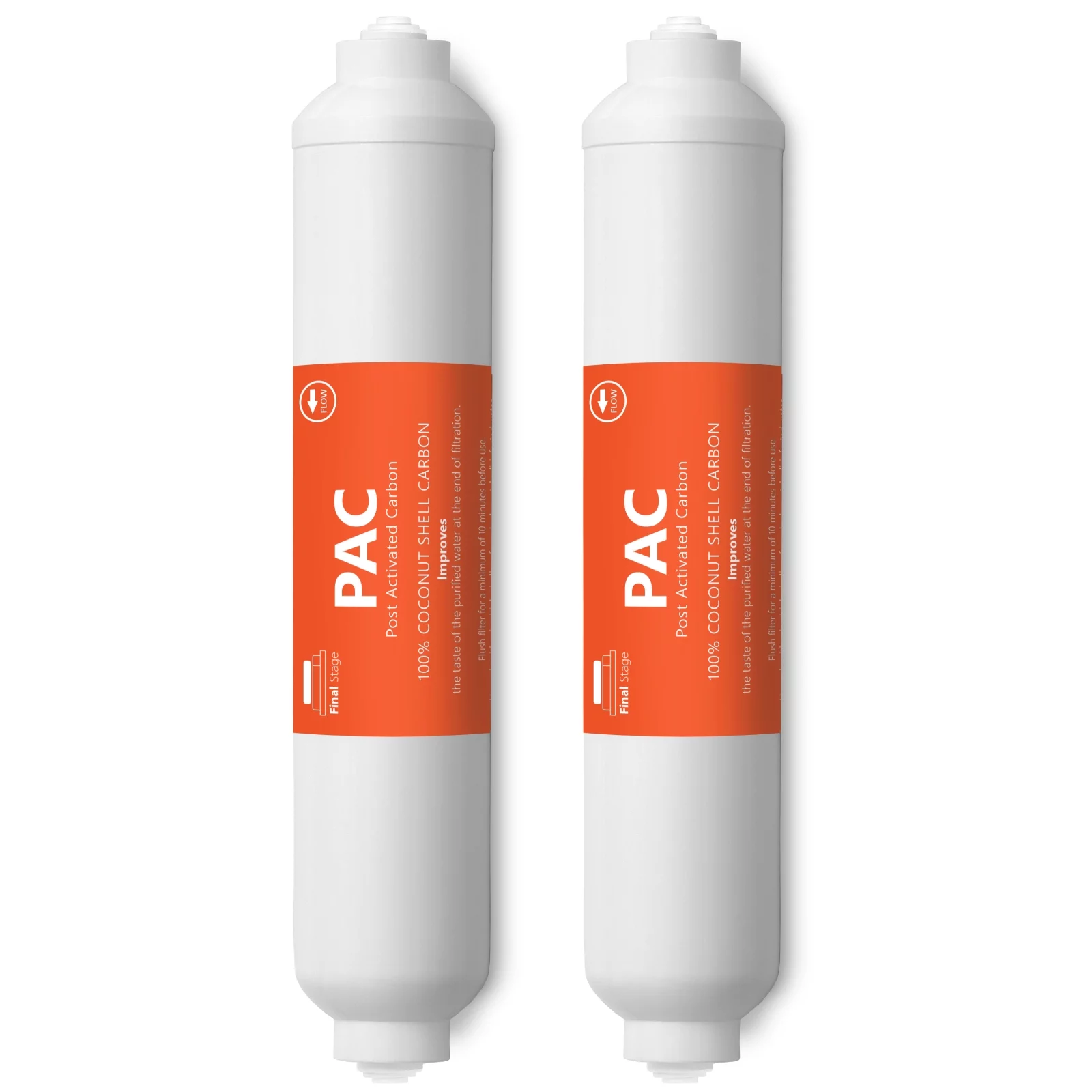 Express Water – 2 Pack Post Activated Carbon PAC Water Filter Replacement – 5 Micron Inline Filter – 10 inch Quick Connect – Under Sink and Reverse Osmosis System