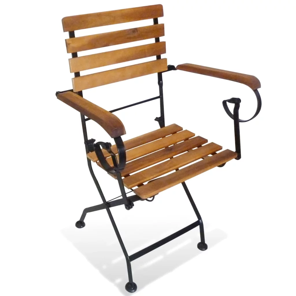 Dcenta Folding Patio Chairs 2 pcs Steel and Solid Wood Acacia