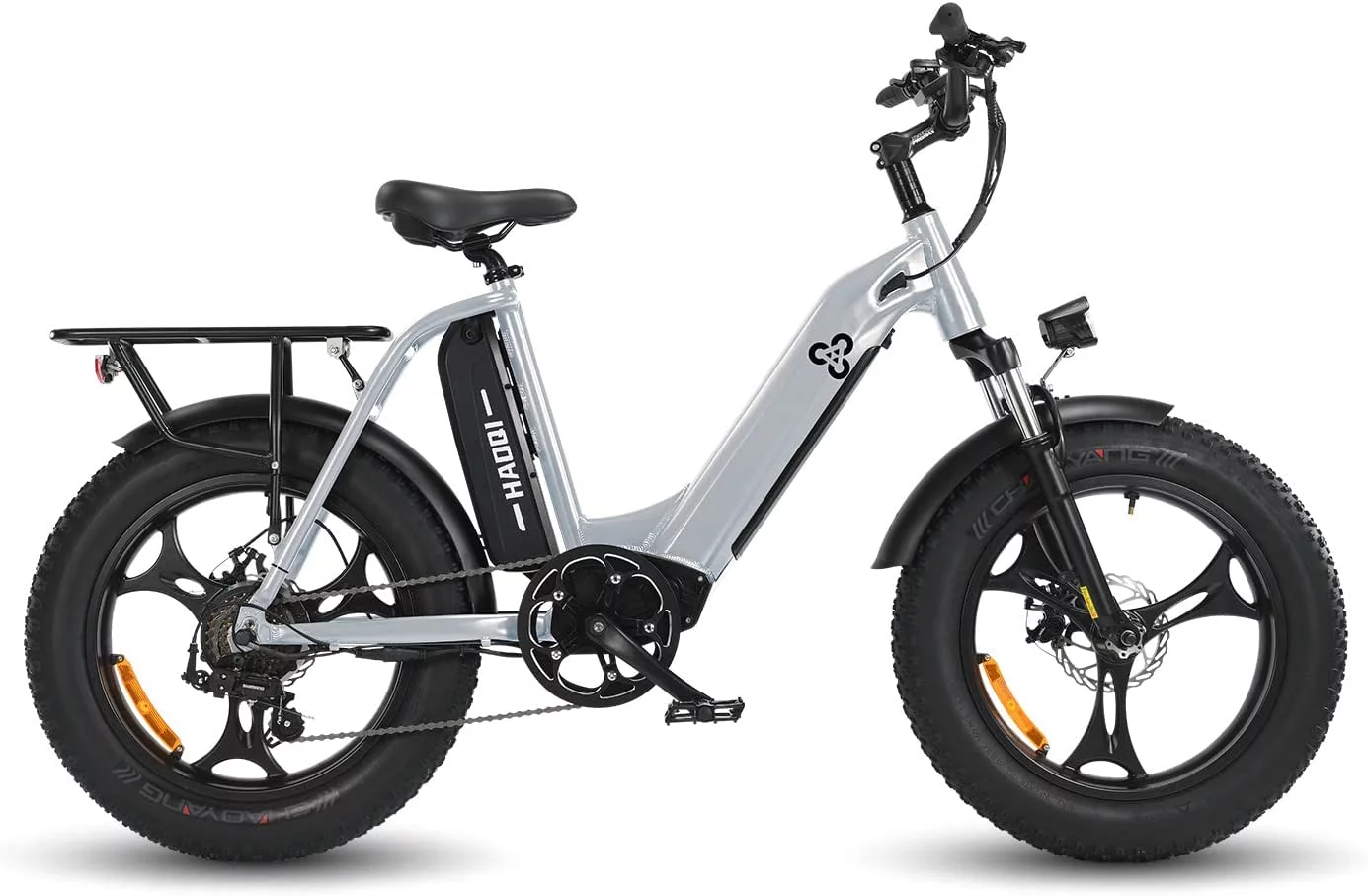 HAOQI Antelope Silver Electric Bike for Adults 48V 25AH Removable Dual Lithium Battery, 500W BAFANG Motor, 20