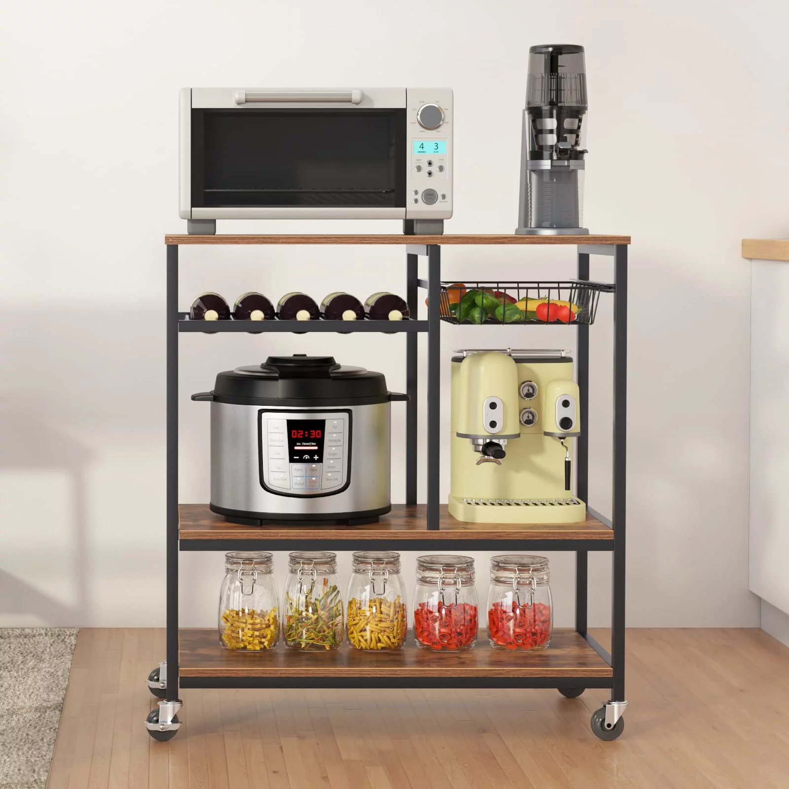 Wellynap 3-Tier Kitchen Rolling Cart, 31.5