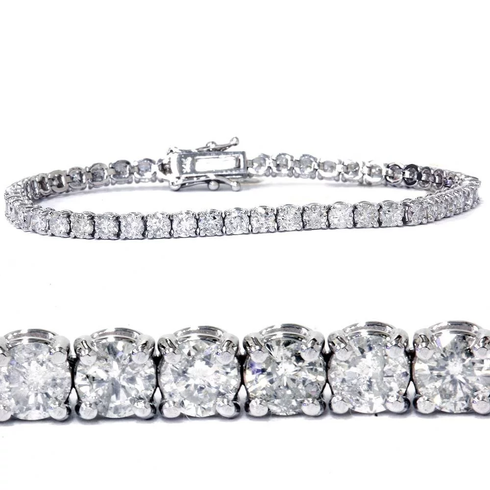 18k White Gold Plated Tennis Bracelet 3MM with Round Moissanite (Sterling Silver, Size: 6