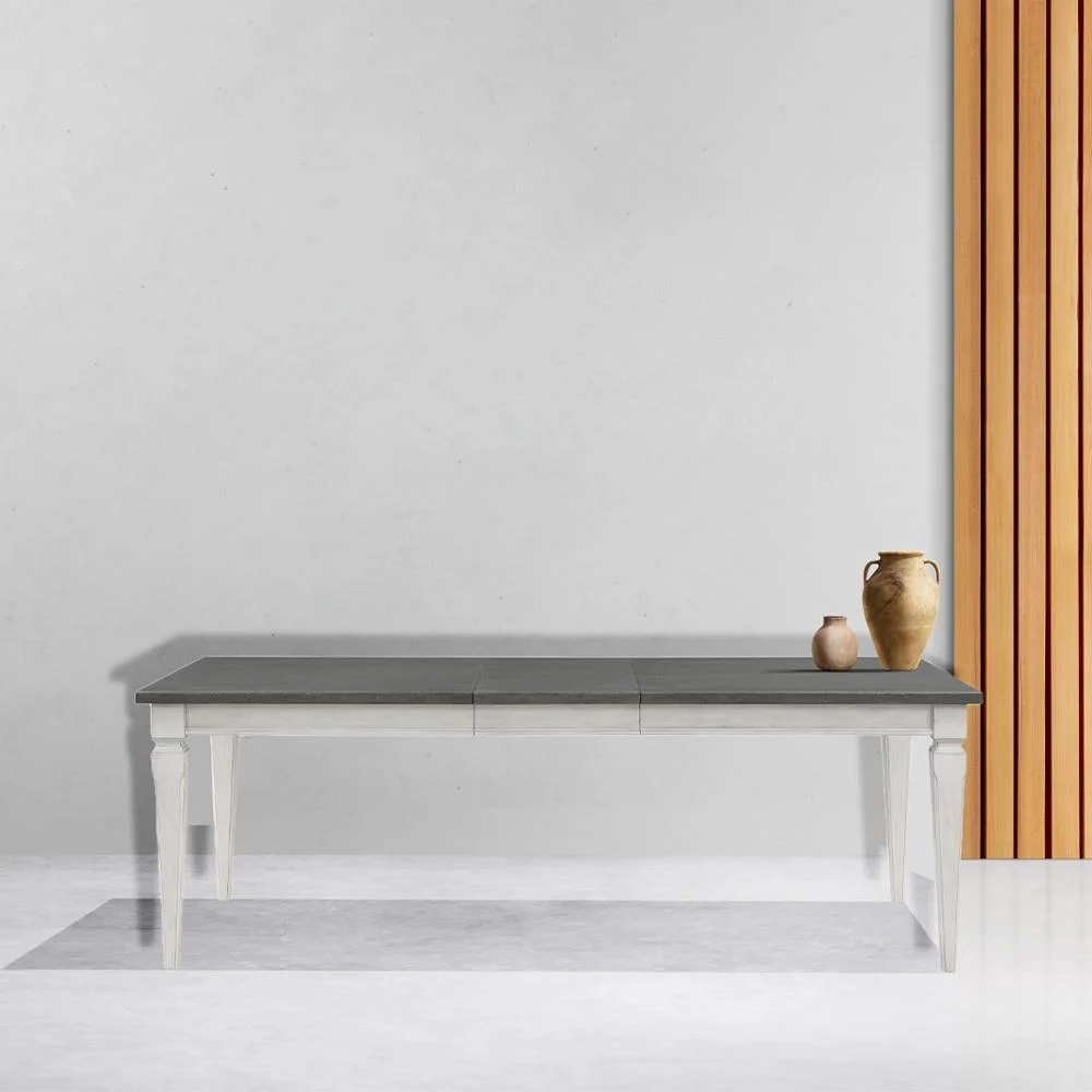 Acme Katia Dining Table, Gray & Weathered White Finish