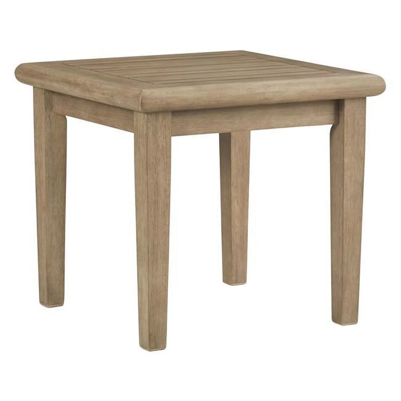 Square Wooden Frame End Table with Plank Tabletop - Teak Brown - 22 x 24 x 24 in.