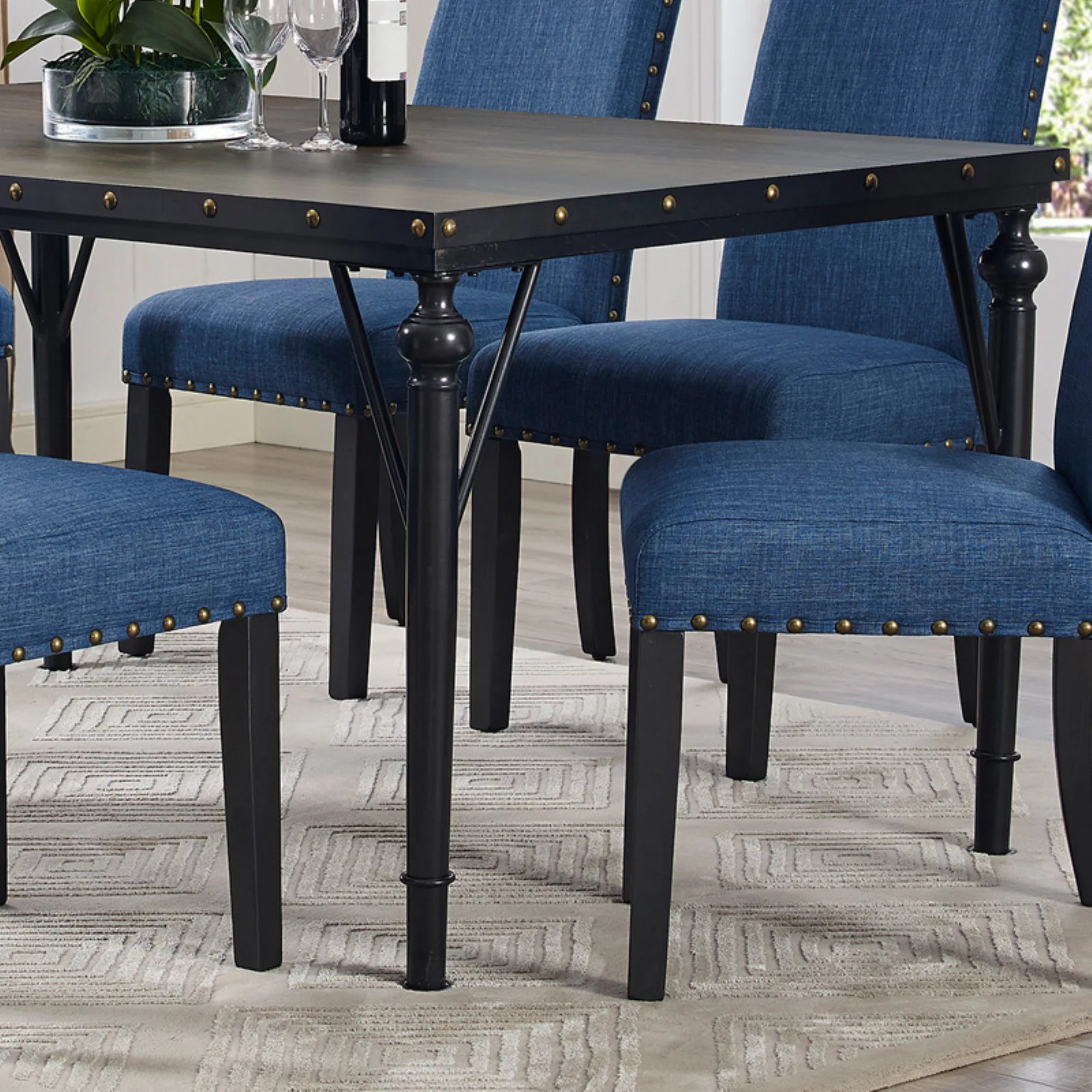 Roundhill Furniture Biony 66 in. Rectangular Wooden Dining Table