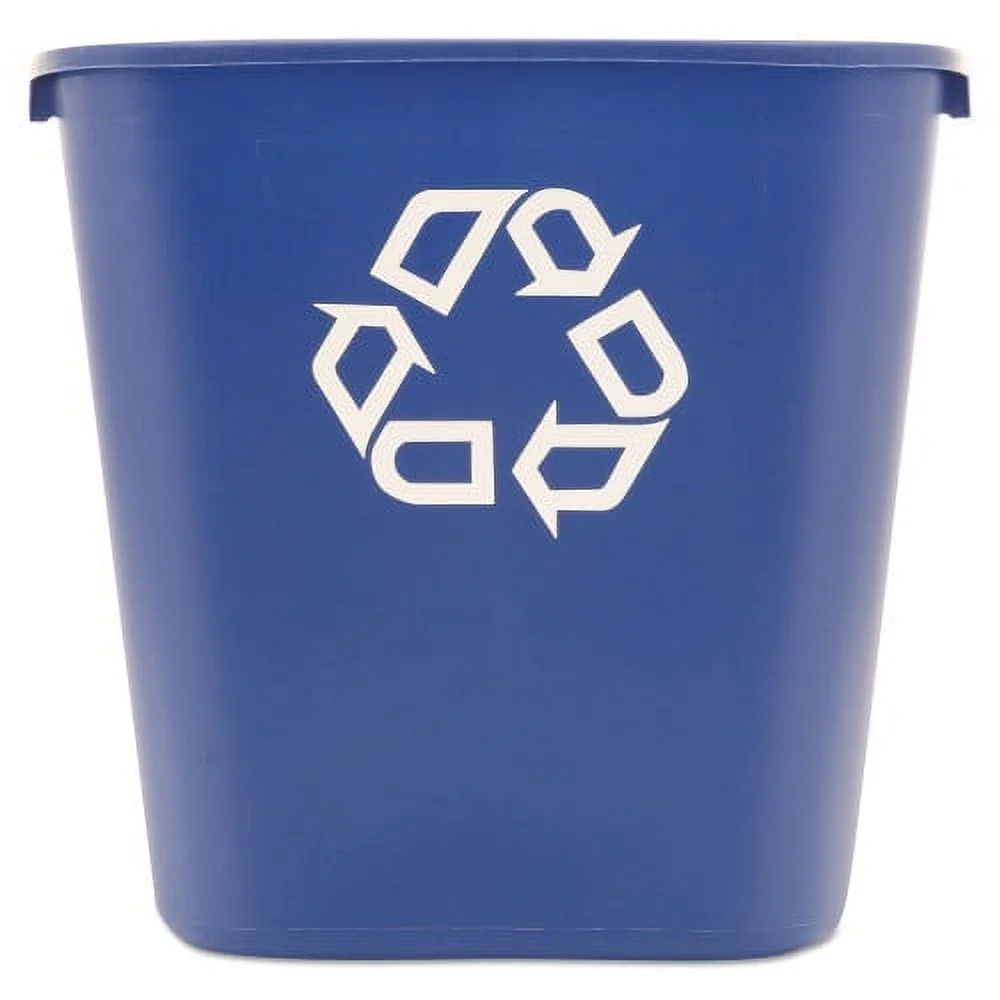 Rubbermaid Commercial Deskside Recycling Container, Medium, 28.13 qt, Plastic, Blue, Each