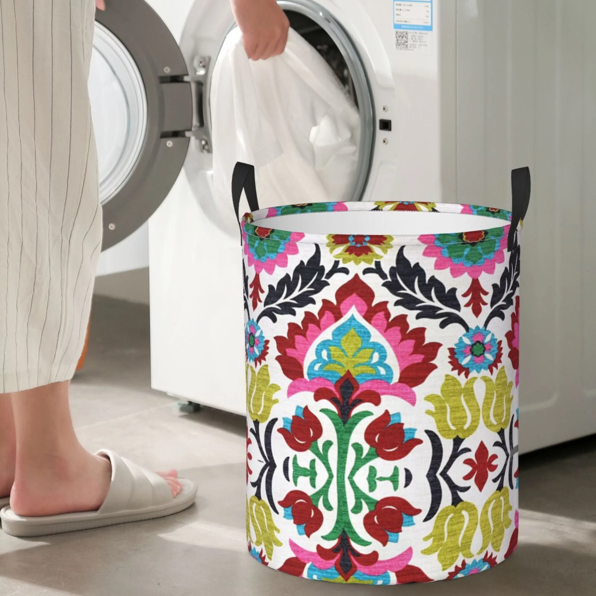 Flowers Laundry Basket Organizer Collapsible -Dirty Clothes Hamper for Bathroom Kids Girls Boys Laundry Hamper Pink