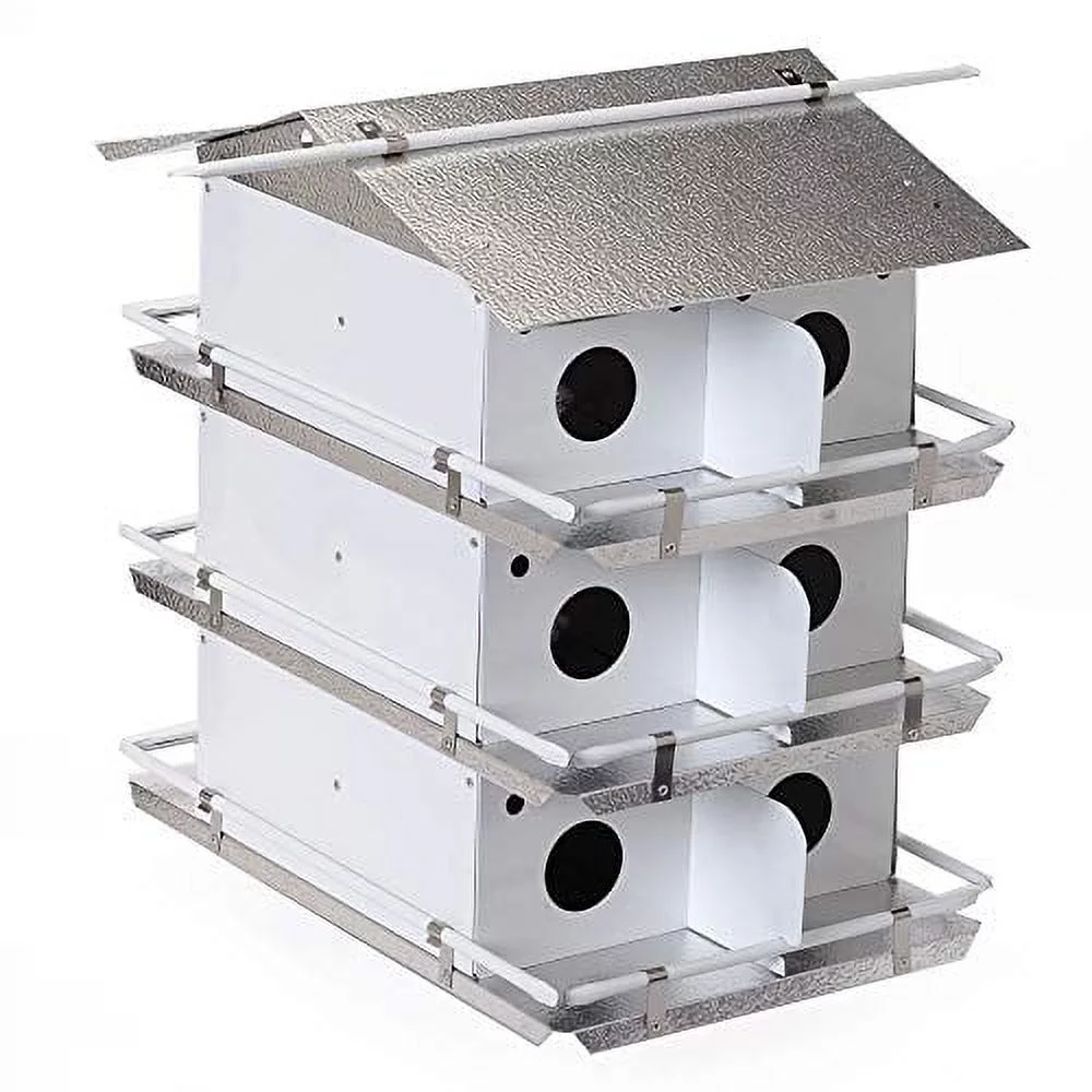 Birds Choice PMC12 Coates Purple Martin House 3 Floor/12 Room, Bird House, Medium, White/Grey