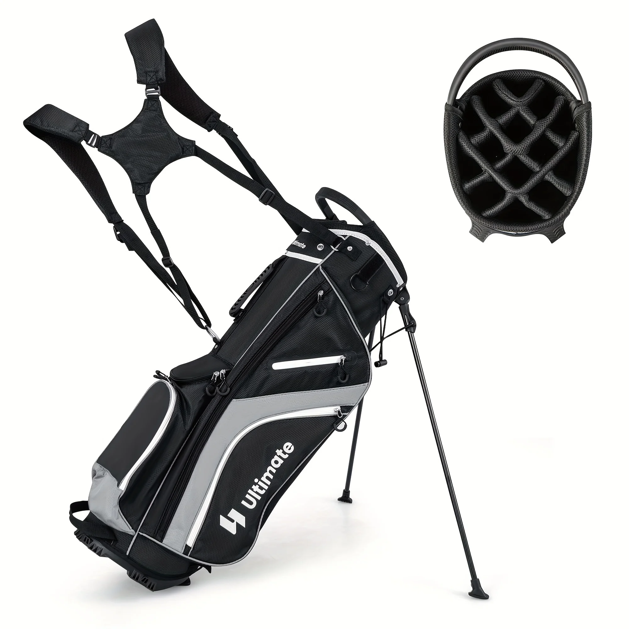 14-Way Top Divider Golf Stand Bag - Spacious 6-Pocket Organizer with Cooler Compartment & Rain Hood - Easy Transport for Daily Rounds and Practice Sessions