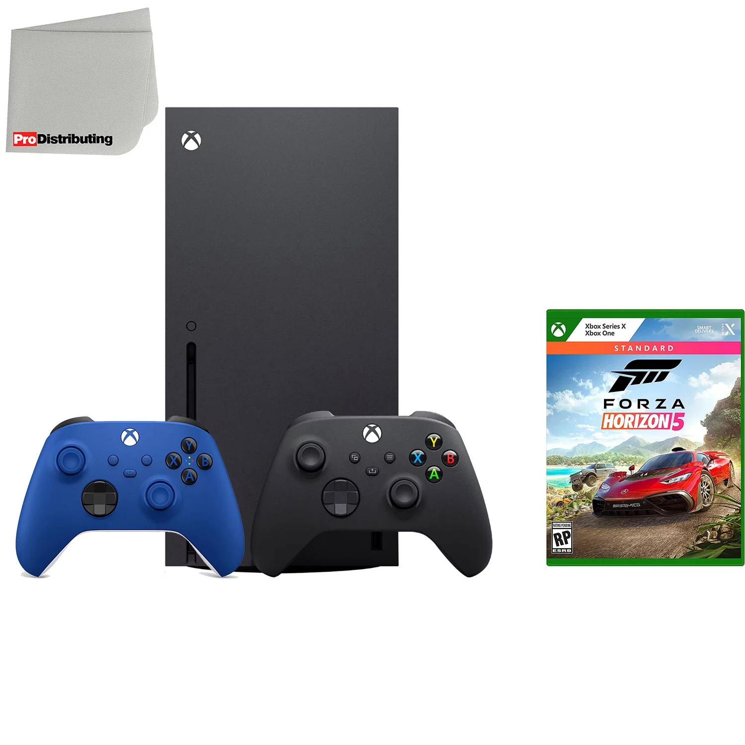 Microsoft Xbox Series X 1TB Video Game Console with Extra Wireless Controller - Shock Blue - Forza Horizon 5 Standard Edition and Microfiber Cleaning Cloth