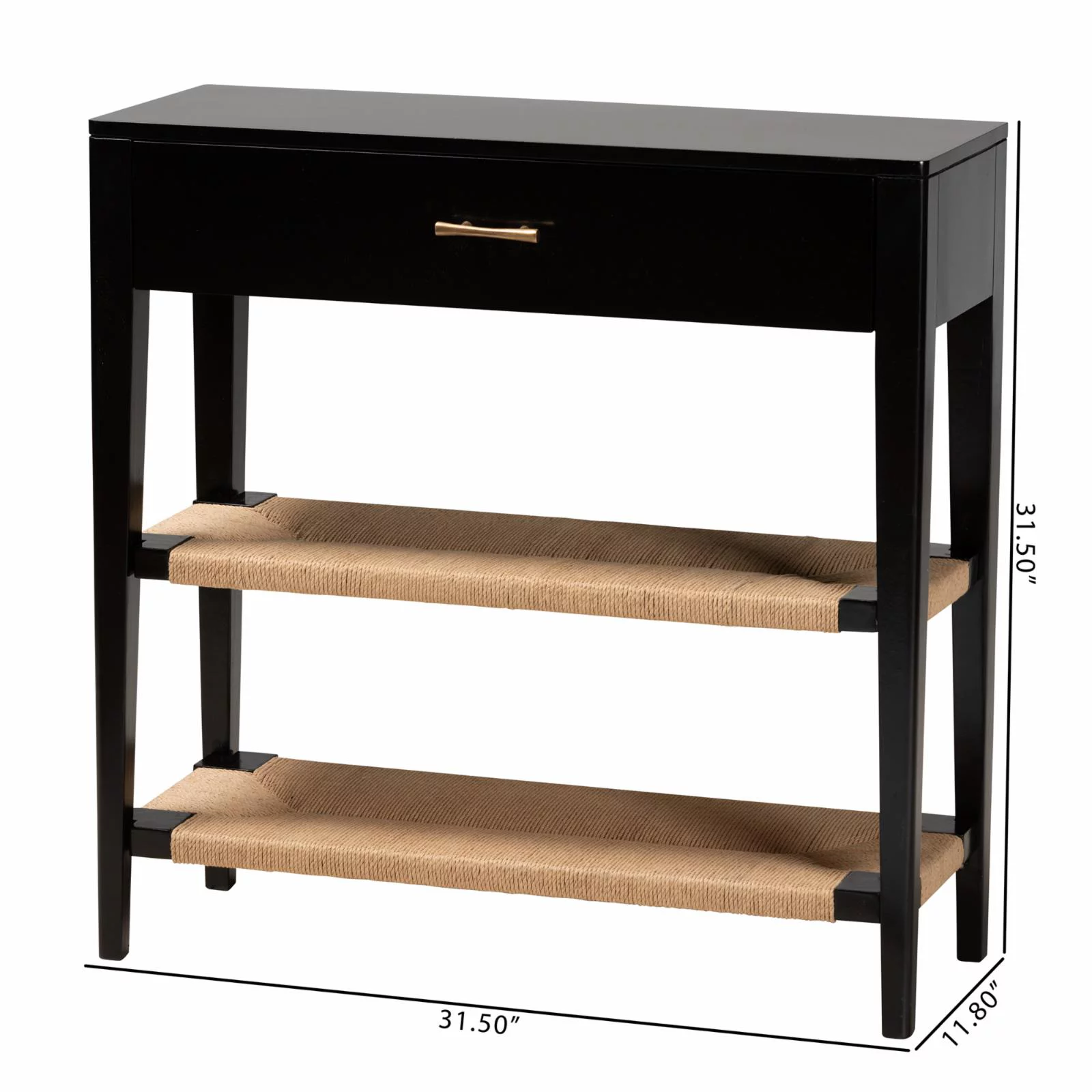 Baxton Studio Freya Black Finished Bayur Wood 1-Drawer Console Table