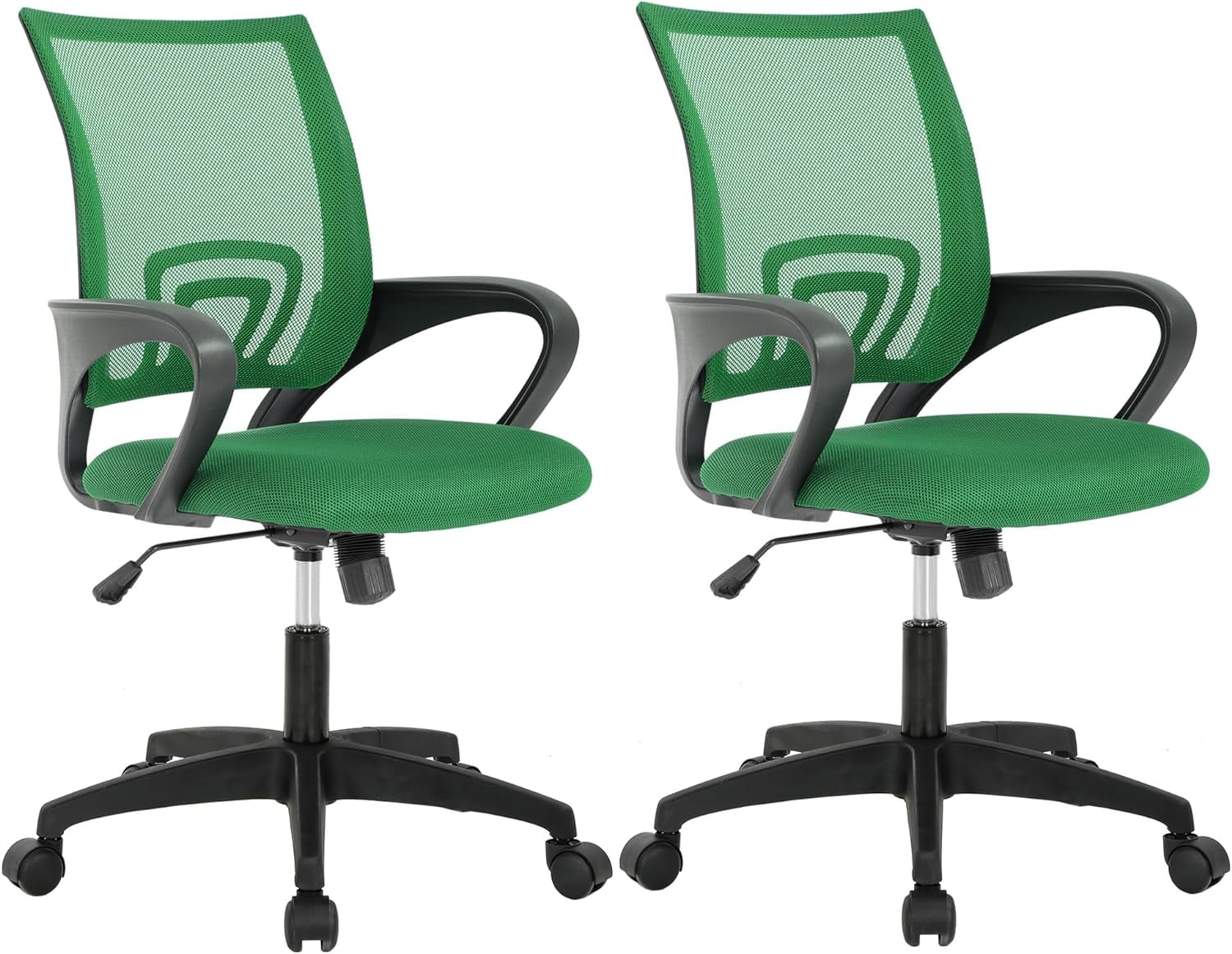 Home Office Chair Desk Computer Chair Adjustable Ergonomic Chair Lumbar Support Armrest Executive with High Density Mesh 360 Degree Swivel Chair for Adults Chair (Pack of 2, Green)