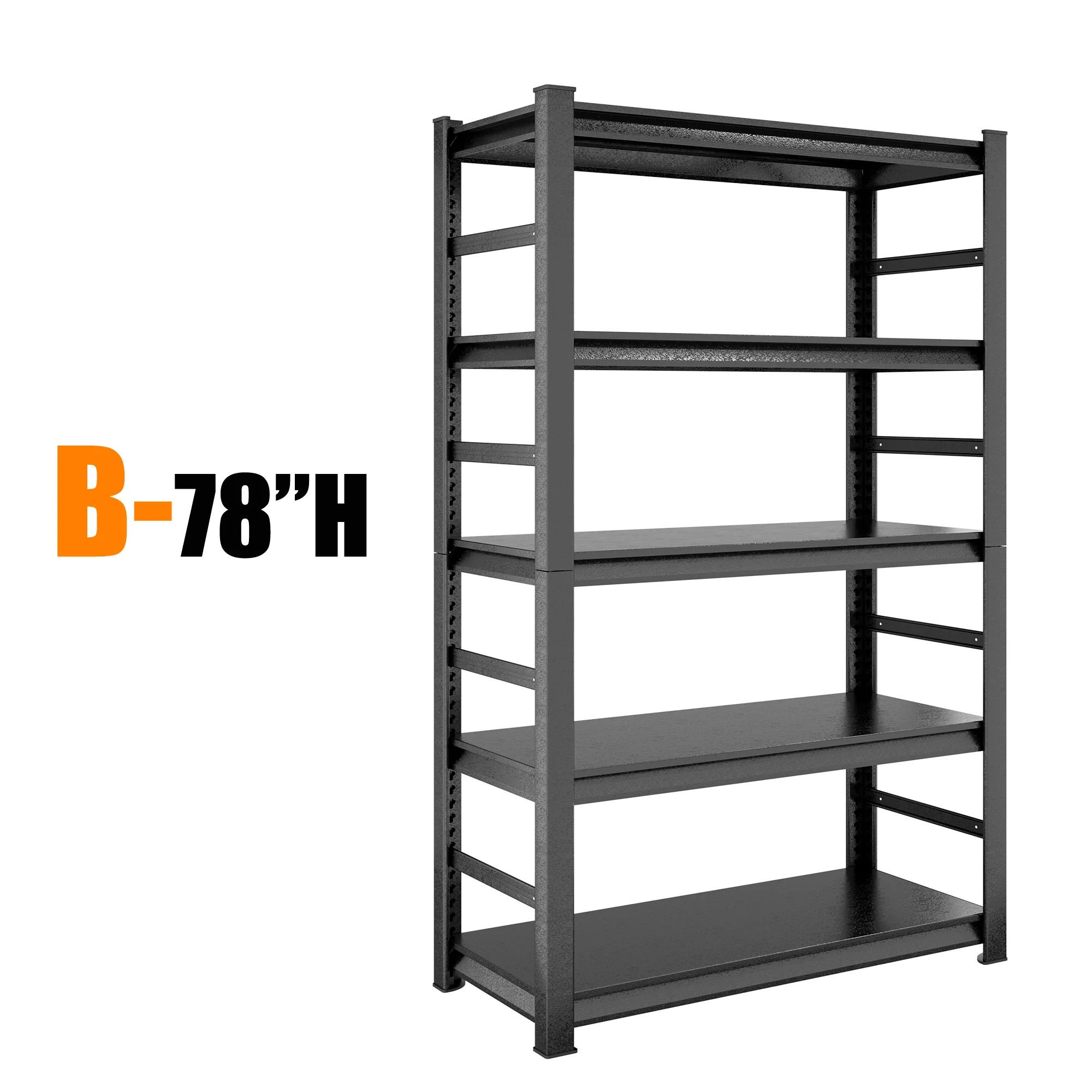 Heavy Duty Shelving Unit for Garage Storage, Storage rack,  2500lbs Capacity & Customizable Metal Shelves, 5-Tier Industrial Standing Shelf, 78