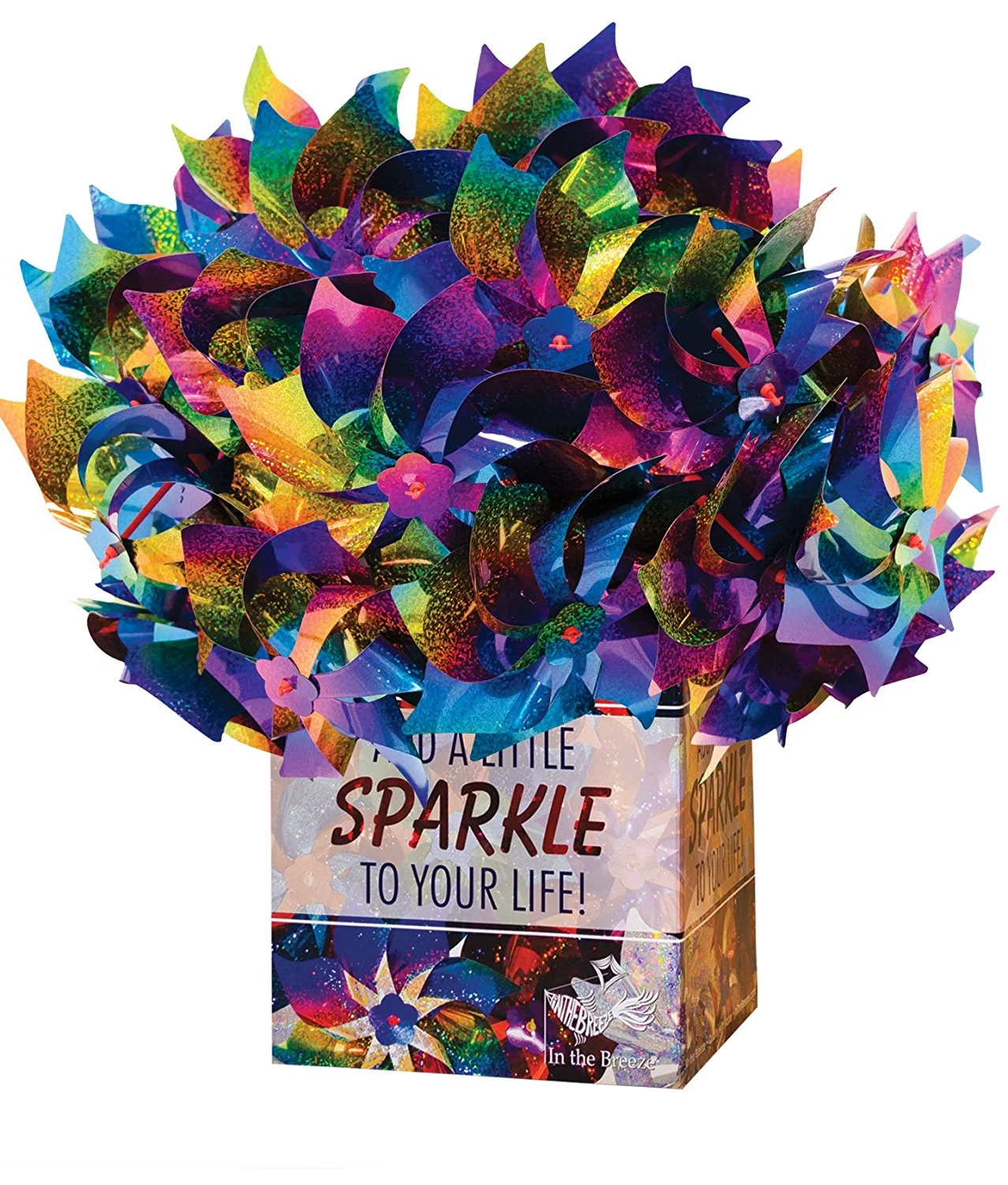 In the Breeze 2868-PACKS — Rainbow Whirl Pinwheel Pack of 48  — Bright Blended Rainbow Mylar Spinners