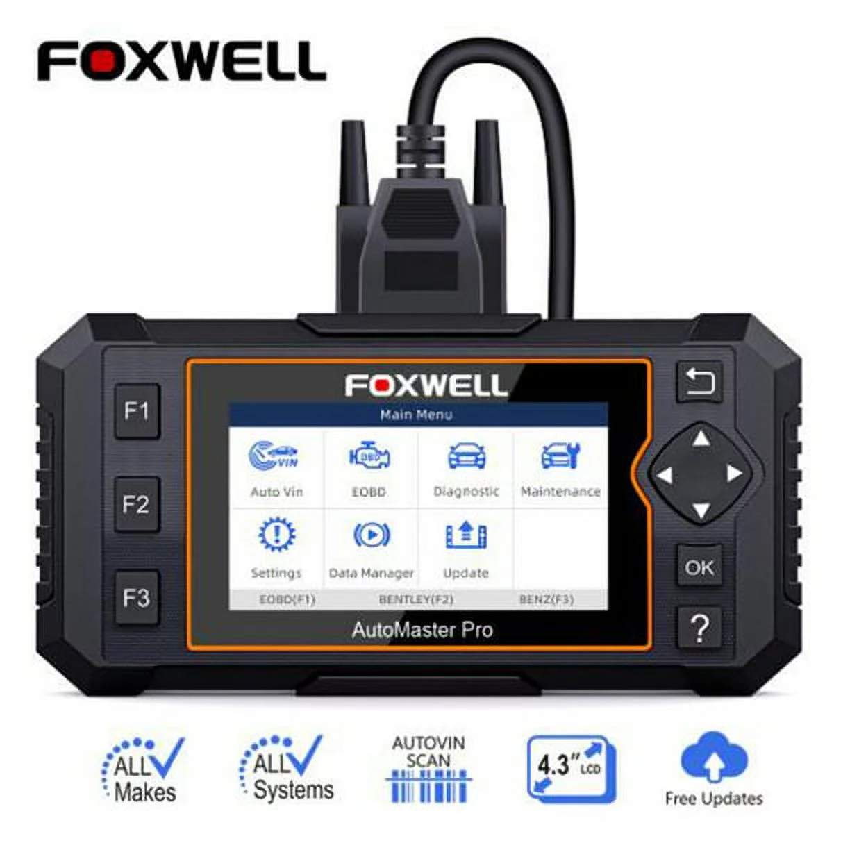 Foxwell NT644 Elite OBD2 Scanner Full System Scan Tool ABS SAS DPF EPB SRS Oil Reset 19 Maintenance Service Check Car Code Reader OBDII Automotive Diagnostic Scan Tool Code Scanner for OBD EOBD Cars