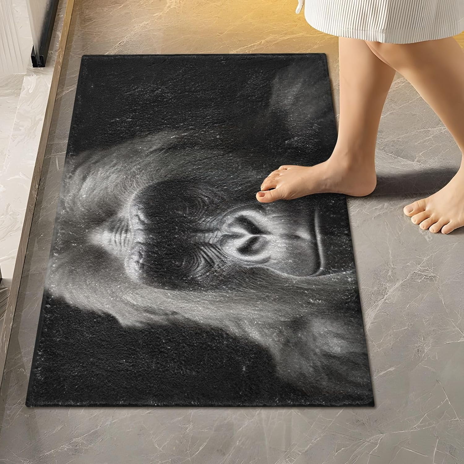 Wellsay Bathroom Rug Set 2 Pieces Chimpanzee Soft and Absorbent Bathroom Floor Mat Non Slip Commode Contour Rug Plush Bath Mat Set, Machine Washable and Easier to Dry